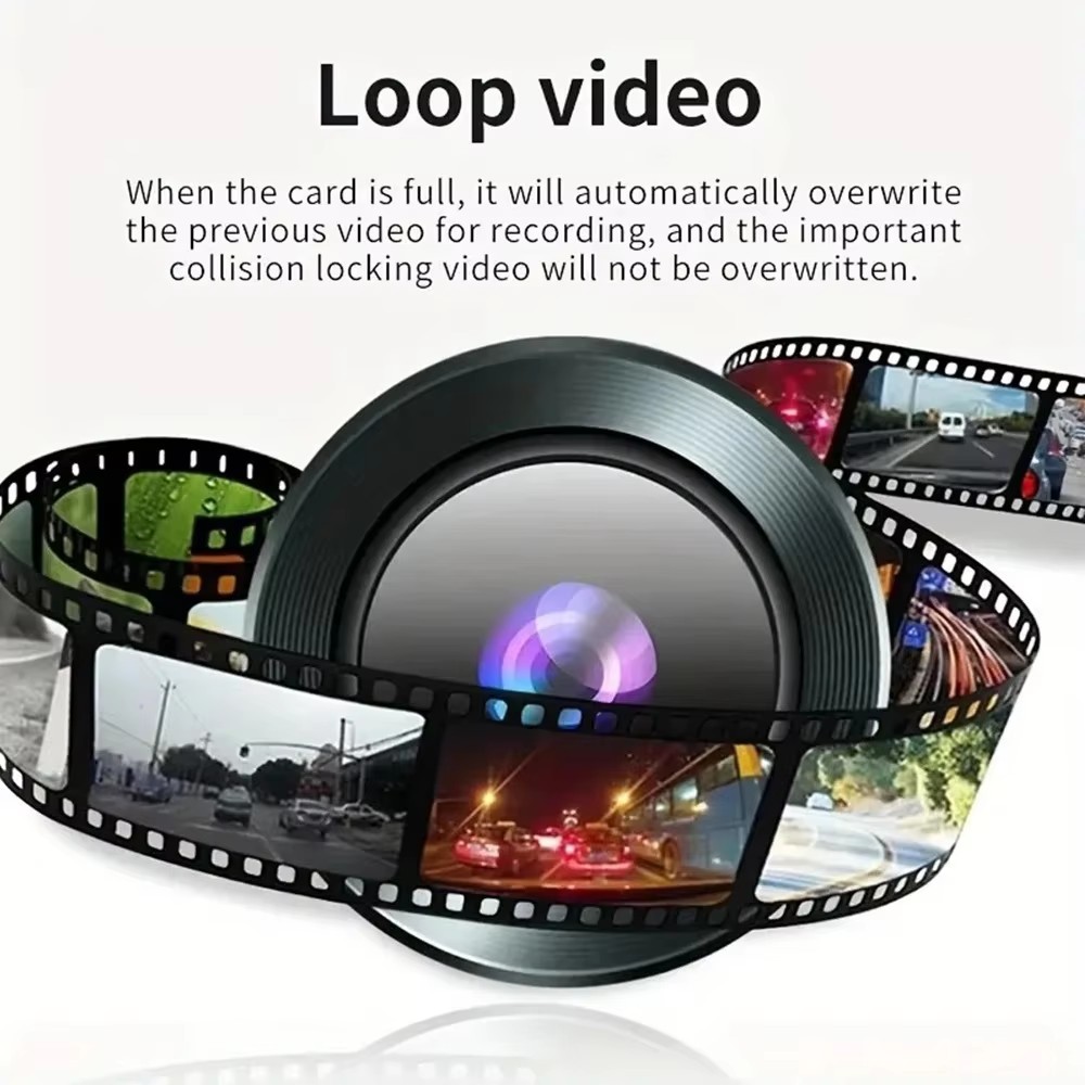 360 Derece Gece Görüşlü 4 Lensli Araç İçi Kamera Video Kaydedici Döngü Kayıt 1080p IPS Ekran Uzaktan Kumandalı Evrensel Uyumlu 